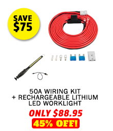 50A Wiring Kit + Rechargeable Lithium LED Worklight
