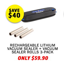Rechargeable Lithium Vacuum Sealer + Vacuum Sealer Rolls 3-Pack