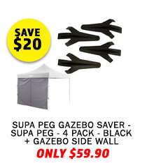 Supa Peg Gazebo Saver - Supa Peg - 4 Pack - Black + Gazebo Side Wall