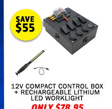 12V Compact Control Box + Rechargeable Lithium LED Worklight