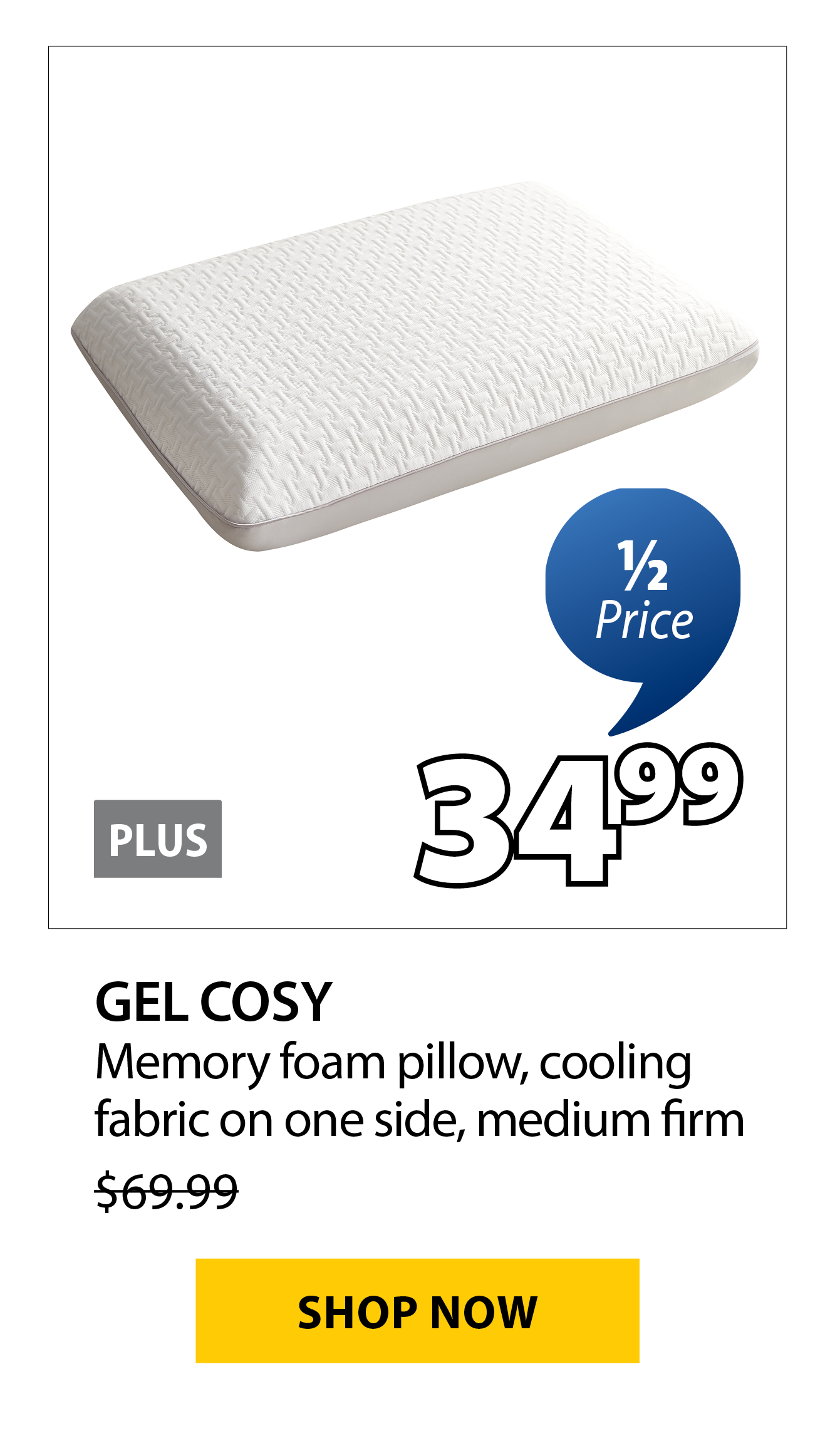 GEL COSY Memory foam pillow | 1/2 Price