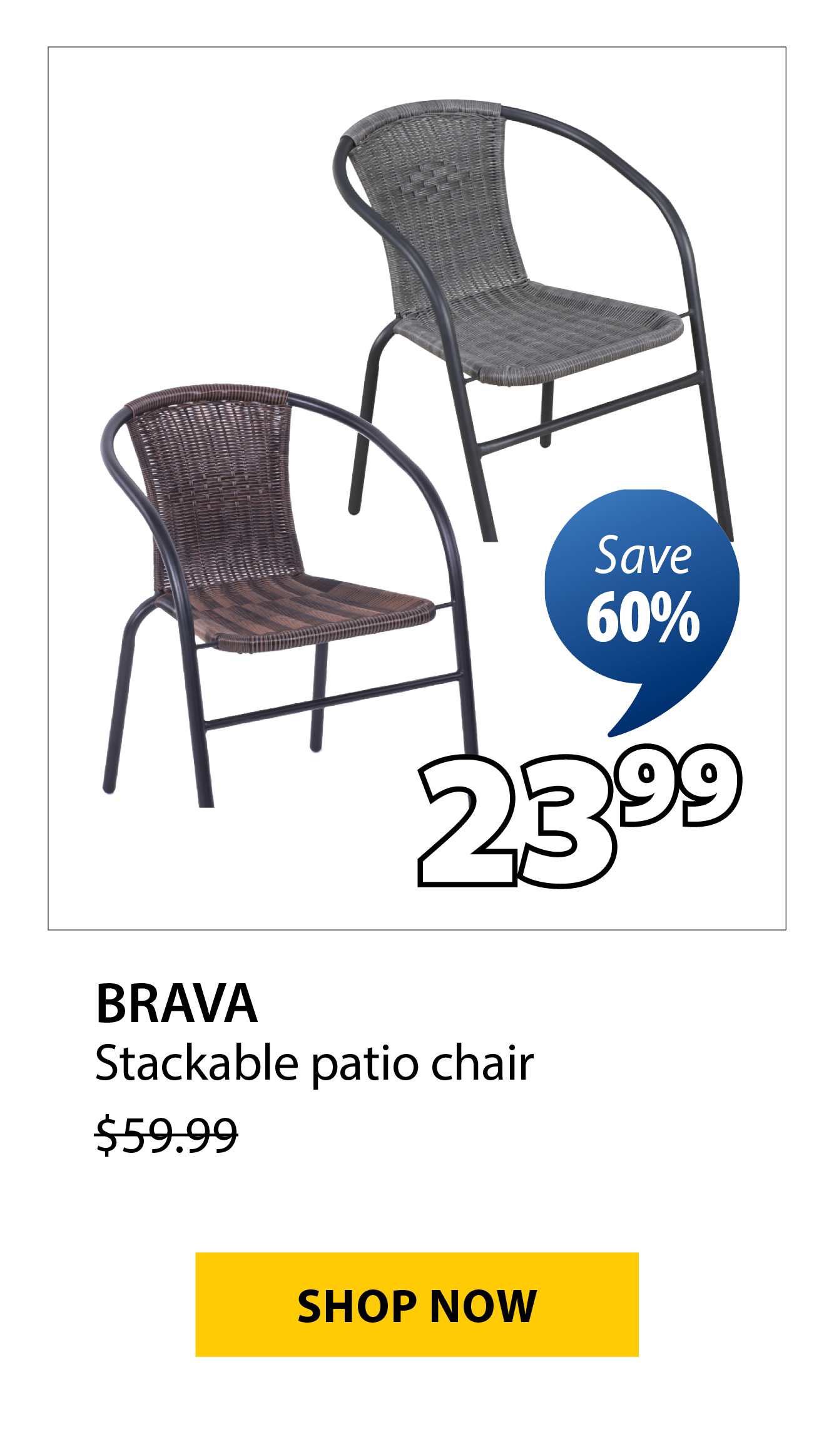 BRAVA Stackable patio chair | Save 60%