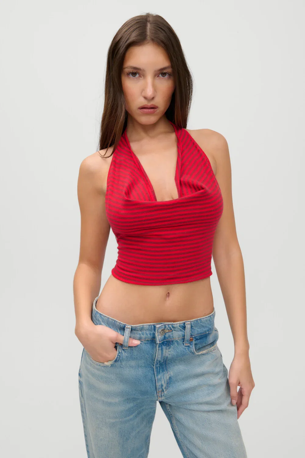 Image of x JENNIE Briar Knit Halter Top - Spring Stripe