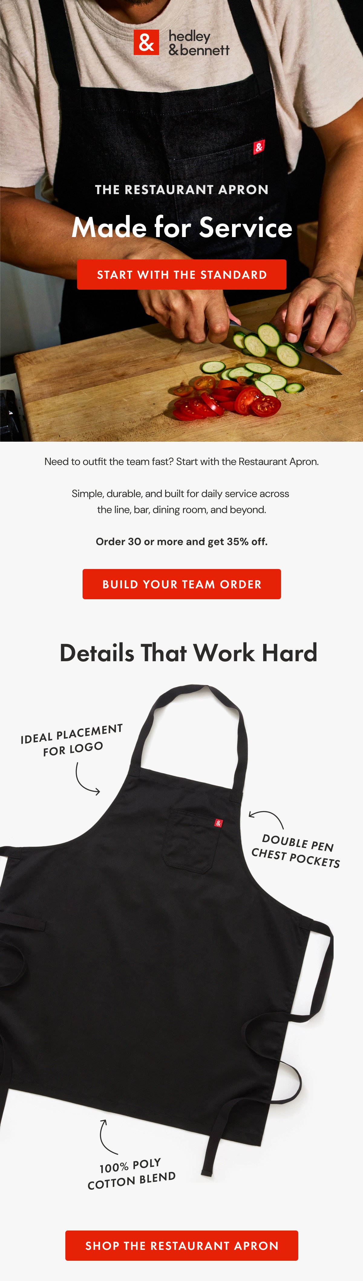The Restaurant Apron - Made for Service - Order 30 or more and get 35% off - Build Your Team Order