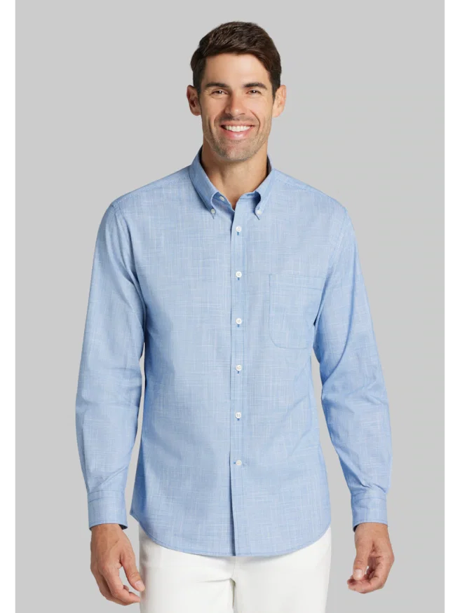 Jos. A. Bank Tailored Fit Mini Houndstooth Collar Button Up Shirt