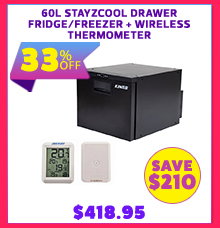 60L Stayzcool Drawer Fridge/Freezer + Wireless Thermometer