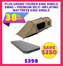 Plus Grand Tourer King Single Swag + Premium Self-Inflating Mattress King Single