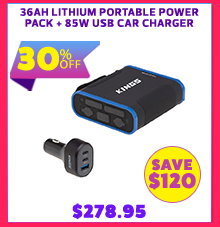 36Ah Lithium Portable Power Pack + 85W USB Car Charger
