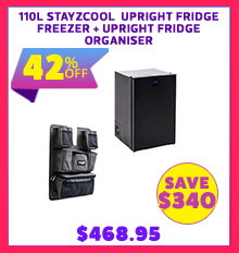 110L Stayzcool  Upright Fridge Freezer + Upright Fridge Organiser