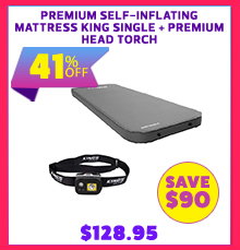 Premium Self-Inflating Mattress King Single + Premium Head Torch