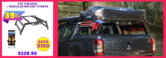 Ute Tub Rack + Hercules Ratchet Straps (2 Pack)