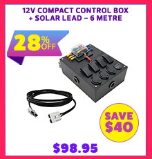 12V Compact Control Box + Solar Extension Lead - 6 Metre