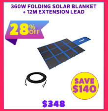 360W Folding Solar Blanket + 12m Extension Lead