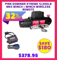 Pink Domin8r Xtreme 12000lb MKII Winch + Winch Wireless Remote