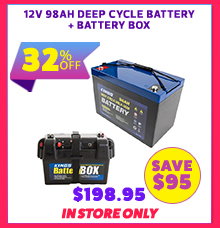 12V 98Ah Deep Cycle Battery + Battery Box