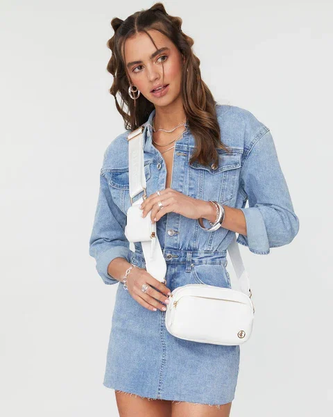 Image of White And Gold Amalia Crossbody Bag
