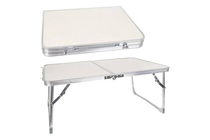 Hopfällbart campingbord med bärhandtag 63x36 cm
