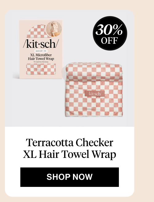 Terracotta Checker XL Hair Towel Wrap
