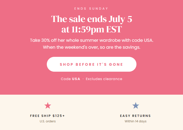 The sale ends July 5 at 11:59pm EST