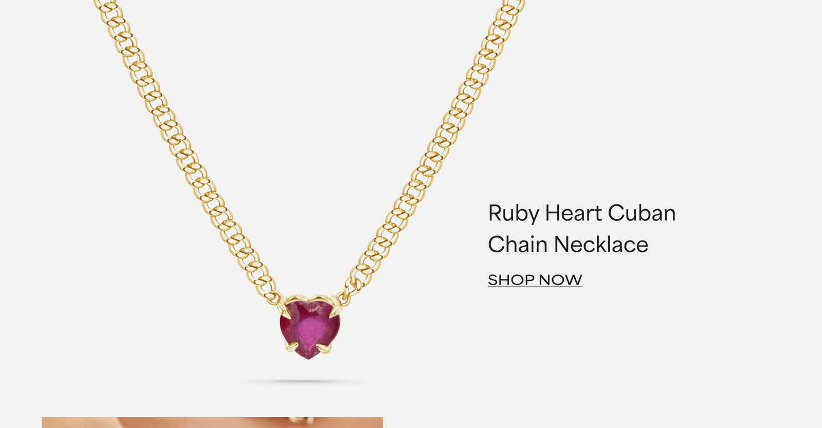 Ruby Heart Cuban Chain Necklace