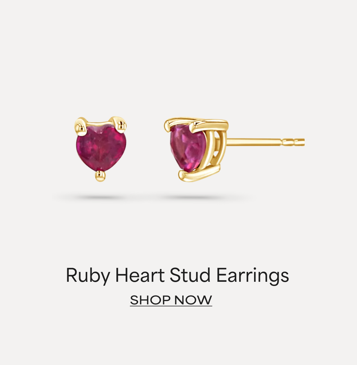 Ruby Heart Stud Earrings