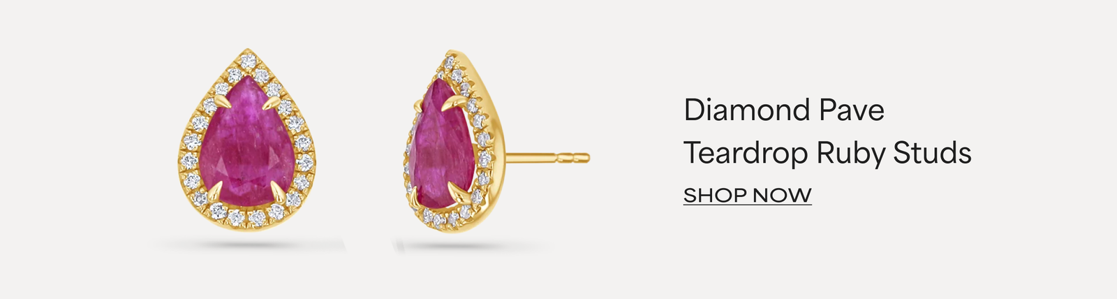 Diamond Pave Teardrop Ruby Studs