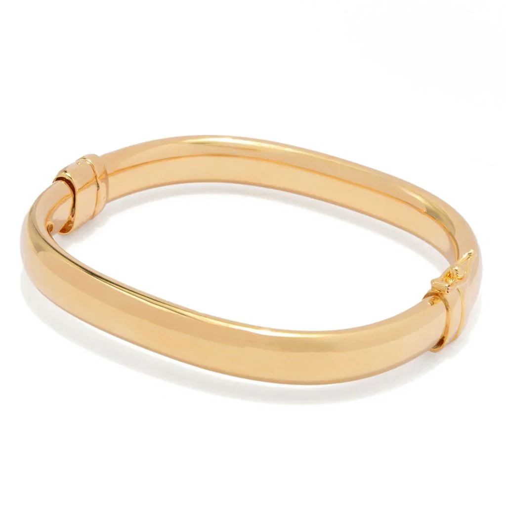 Image of Toscana Italiana 18K Gold Plated Polished Hinged Bangle Bracelet