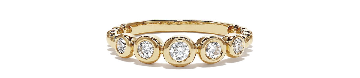 D'Oro 14K Yellow Gold Bezel Set Diamond Ring, 0.33 TCW