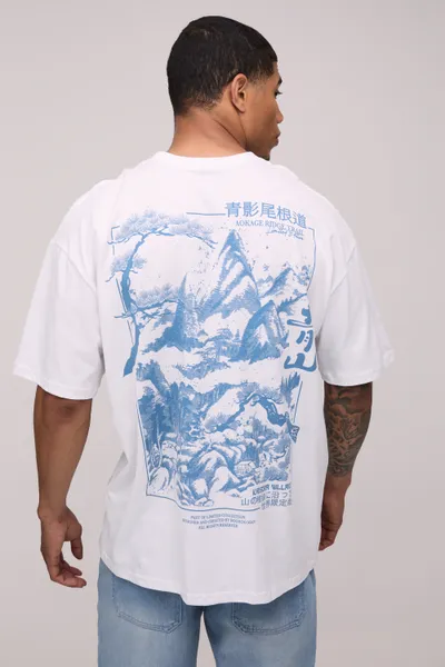 Oversized Kyoto Mountain Graphic T-shirt