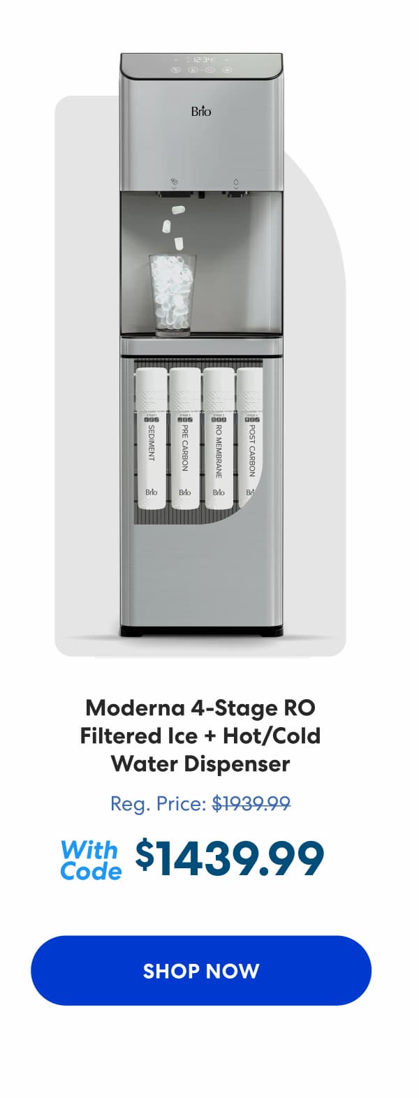 4-Stage Reverse Osmosis Filtered Ice + Hot/Cold Water Dispenser - Moderna Series