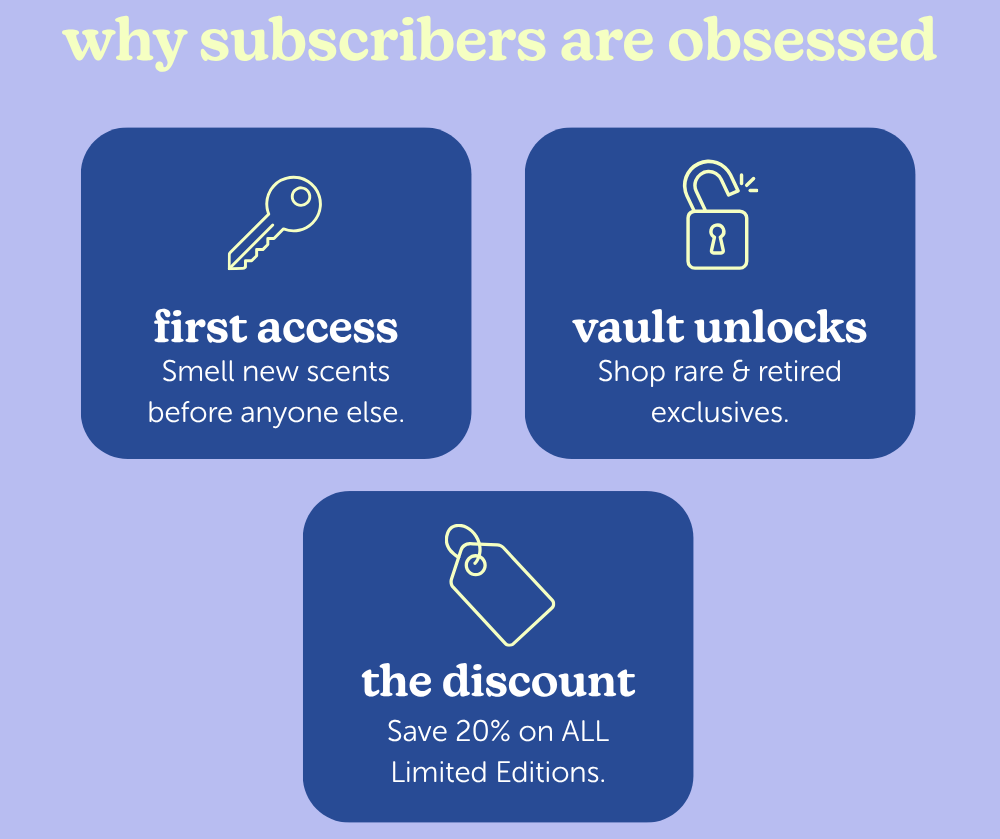 why subscribers are obsessed: first access, vault unlocks, the discount.