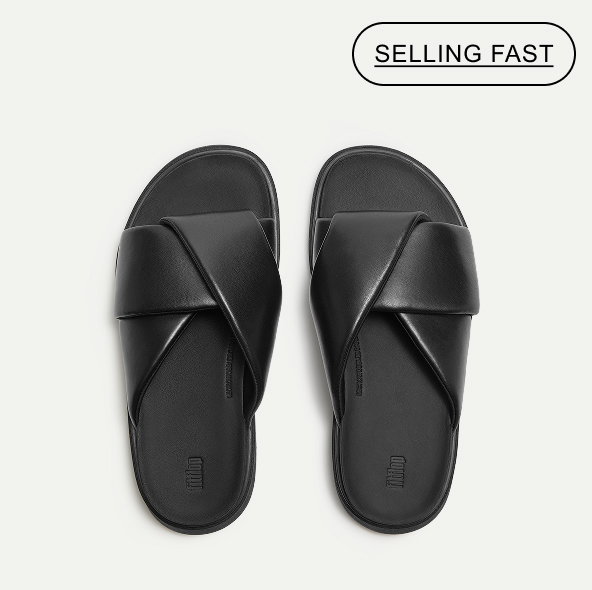 GEN-FF Folded-Leather Slides - All Black