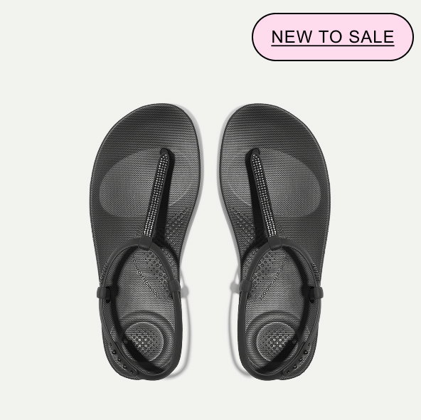iQUSHION Splash Sparkle T-Bar Sandals - All Black
