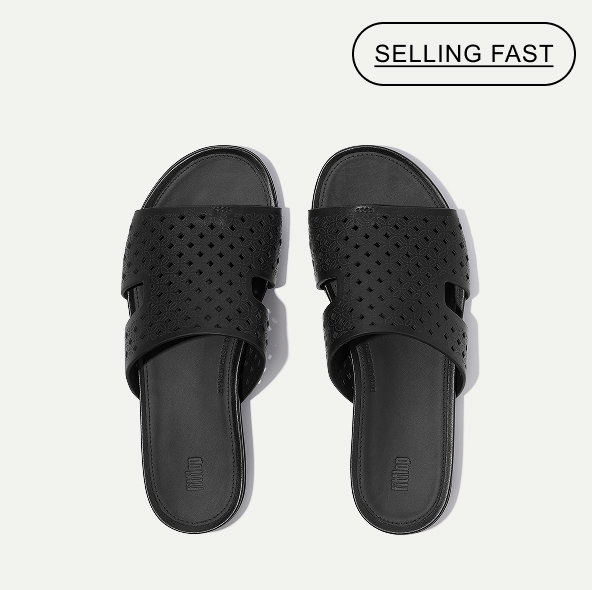 GRACIE Perf-Leather H-Bar Slides - All Blacl