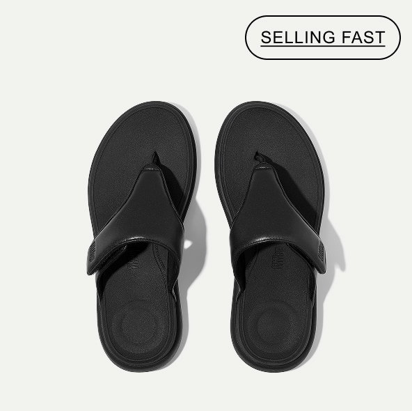 F-MODE GO Adjustable Toe-Post Sandals - All Black