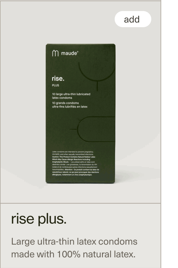 rise plus. | Large ultra-thin latex condoms made with 100% natural latex.
