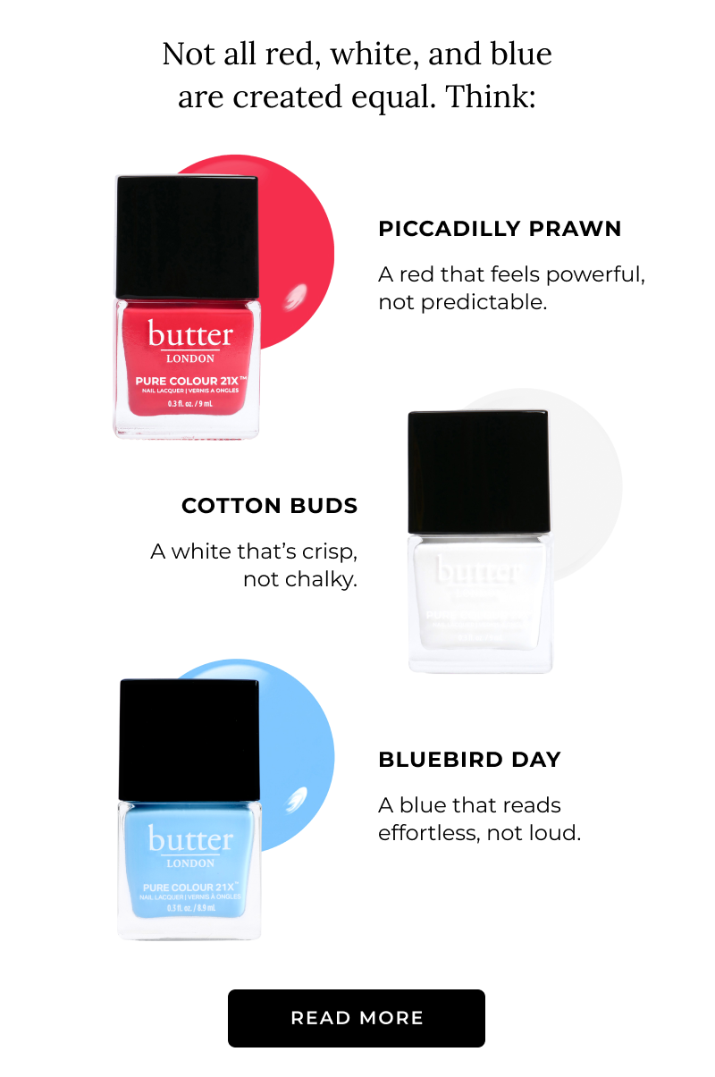 Red, White & Blue Done Right: Free Mini Come to Bed Red on $50+ - Piccadilly Prawn, Cotton Buds, Bluebird Day
