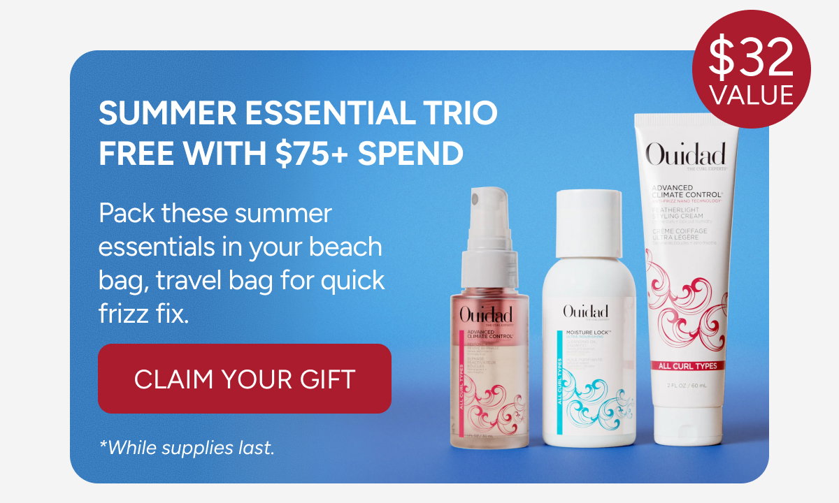 Summer Essential Trio- $32 Value - Free with $75+ Spend- Pack these summer essentials in your beach bag, travel bag for quick frizz fix. 