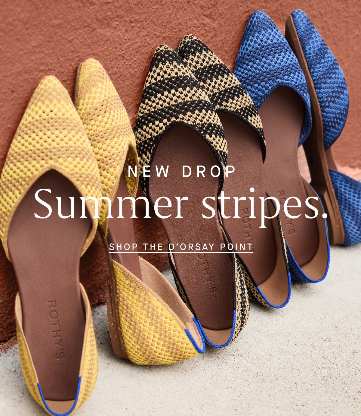 New Drop Summer stripes. SHOP THE D'ORSAY POINT