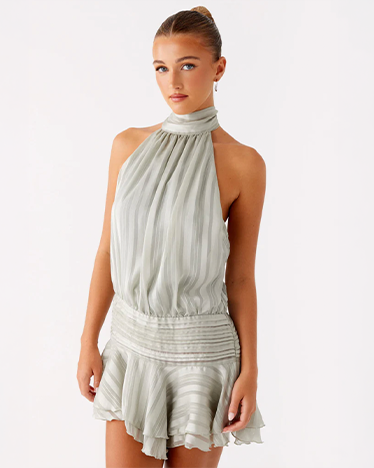 Willow Chiffon Mini Dress - Green