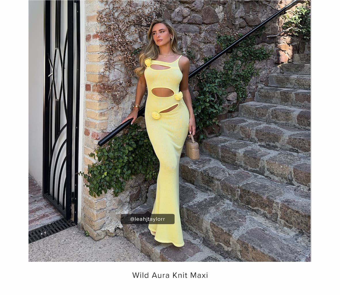 Wild Aura Knit Maxi Dress Yellow