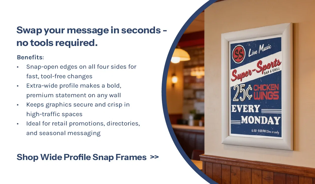 Swap your message in seconds - no tools required. Shop Wide Profile Snap Frames.