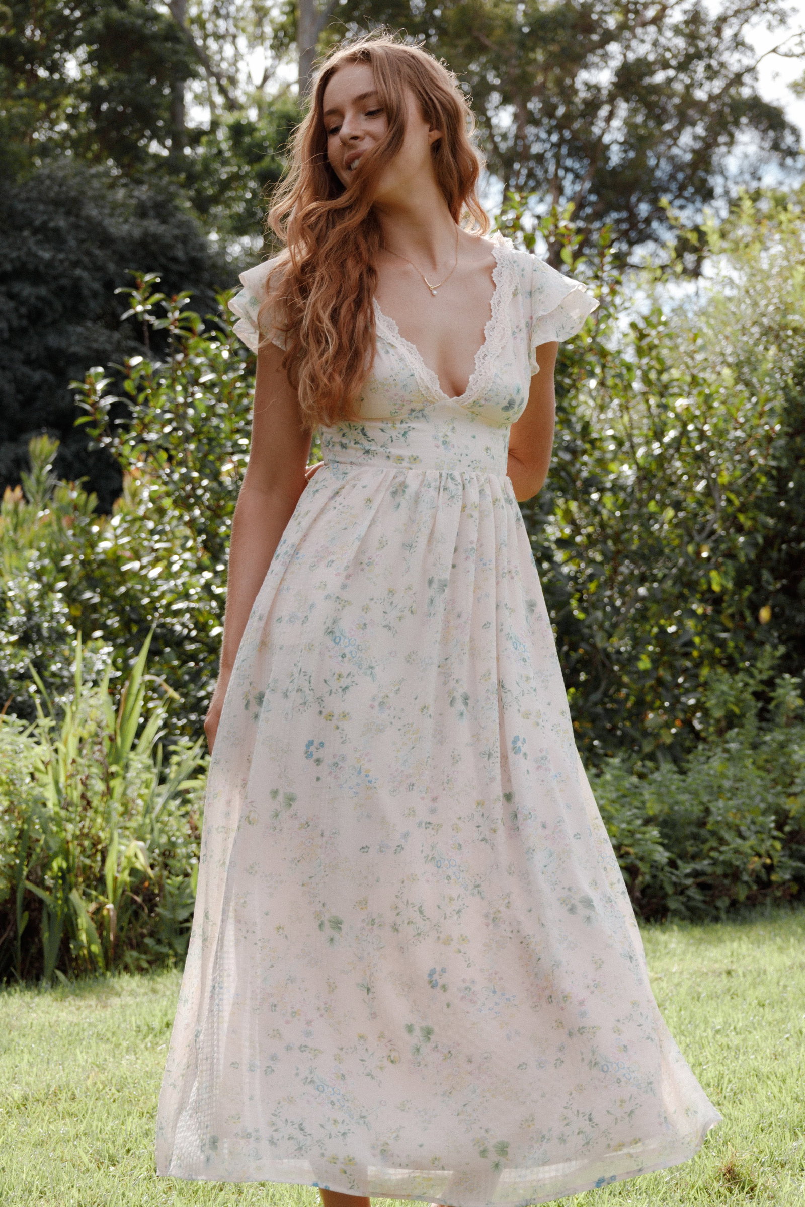 Image of Angelica Midi Dress - Pastel Pink Floral