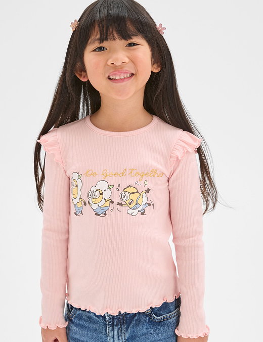 Girls 1-8 Minions long-sleeve t-shirt