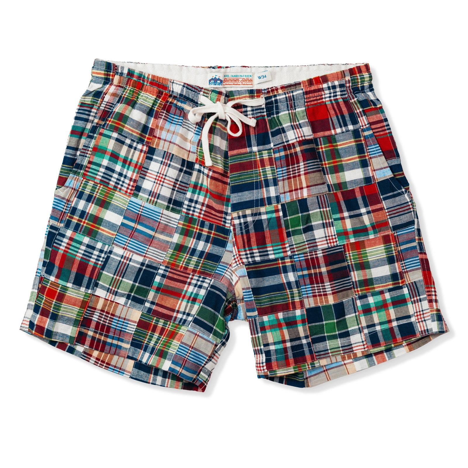 Image of Essex Patchwork Madras Drawstring Shorts