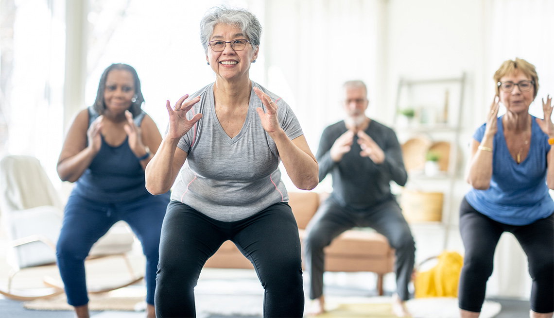 Older adults doing a mobility workout