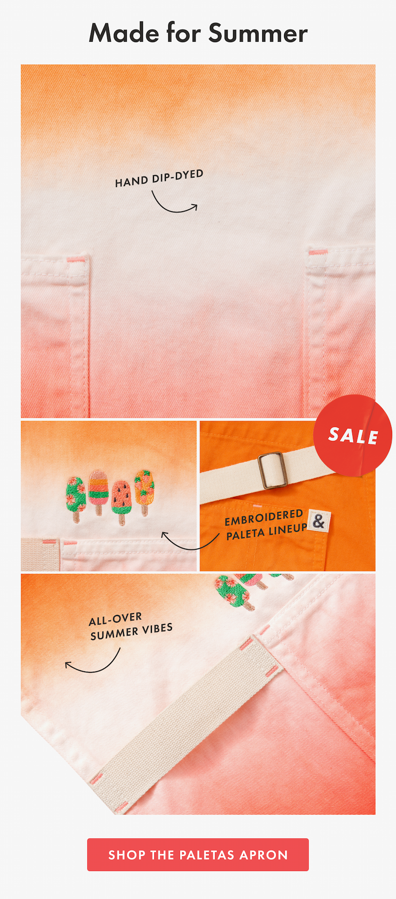 MADE FOR SUMMER | 20% OFF | USE CODE: SUMMER20 | SHOP THE PALETAS APRON