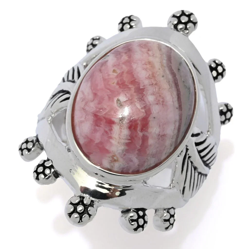 Image of Southwest Elements Sterling Silver 16x12mm Rhodochrosite Ring