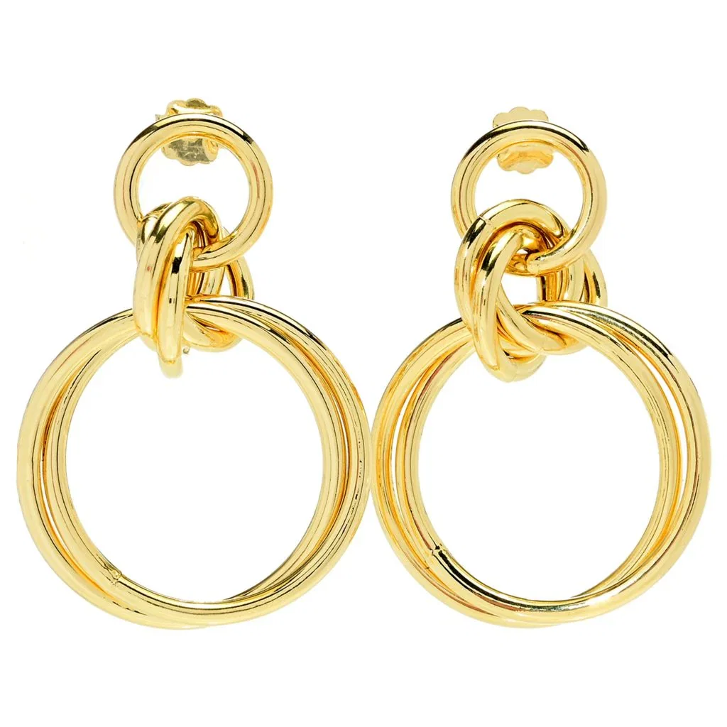Image of Toscana Italiana 18K Yellow Gold Plated Interlocking Hoop Drop Earrings