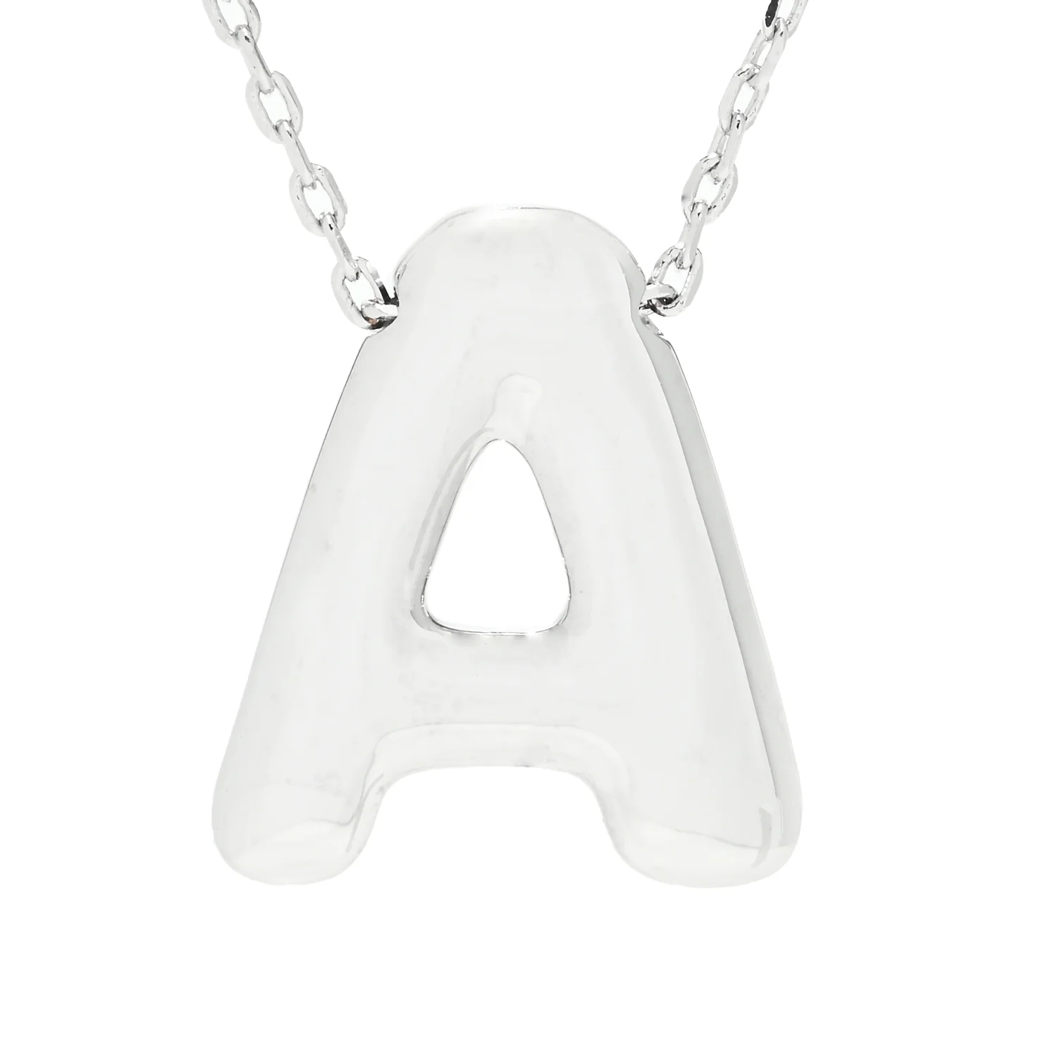 Image of Toscana Italiana Platinum Plated Puffed Initial Necklace